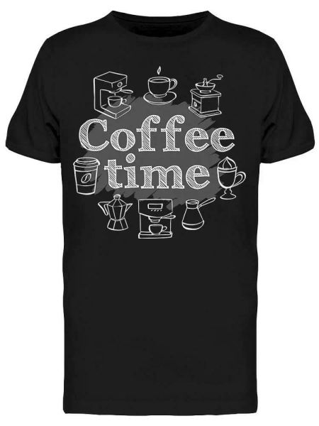 

chalkboard style coffee time tee men's -image by shutterstock, White;black