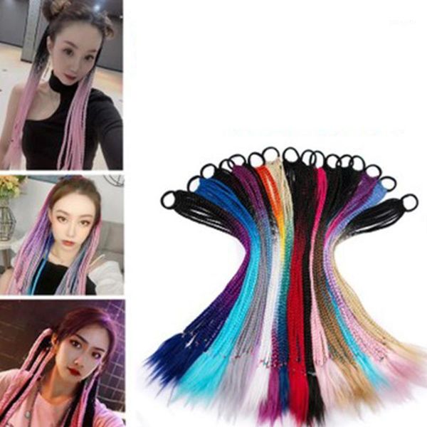 

hair color gradient dirty braided ponytail colored little braid ring accessories1