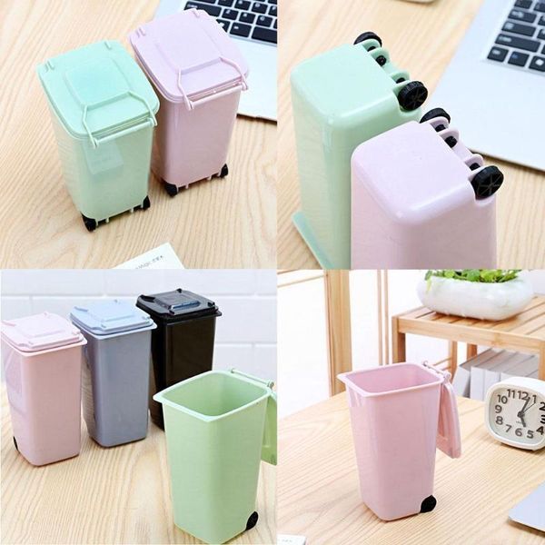 

waste bins mini desktrash can plastic with lid scissors practical household mall clean office desk pencil supplie s6l7
