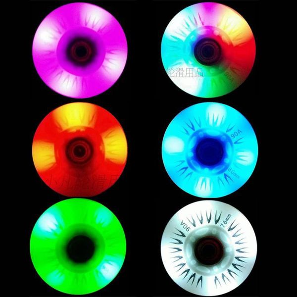 

inline & roller skates flash skate wheels 90a led lighting skating 60 62 64 68 70 72 76 80mm slalom sliding tires for patines