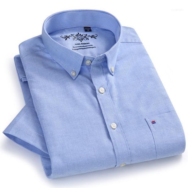 

men's oxford short sleeve summer casual shirts single patch pocket comfortable standard-fit button-down thin solid shirt1, White;black