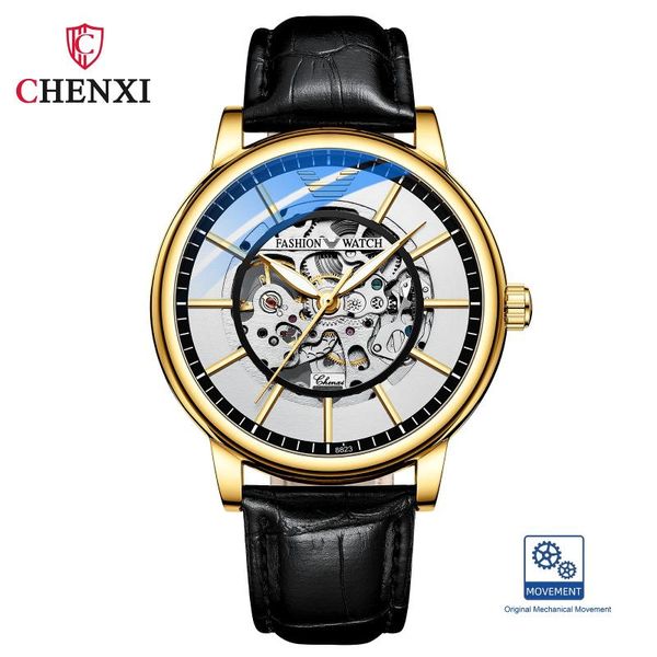 

wristwatches chenxi luxury automatic men mechanical wristwatch reinforced glass water resistant, Slivery;brown