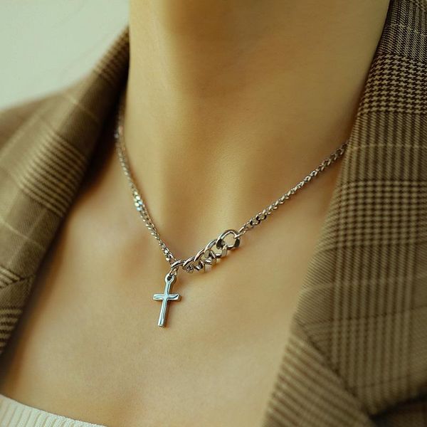 

pendant necklaces fashion men's women's neck chain crystal cross choker necklace for women gold silver 2021 trend female jewelry