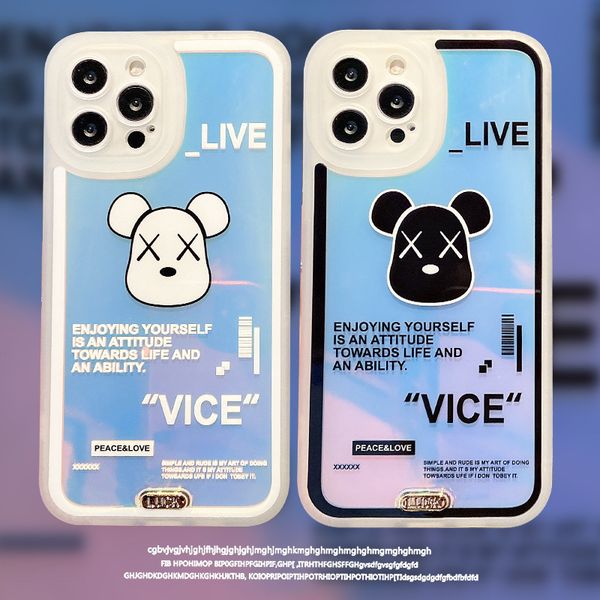 

cartoon bear straight edge plane high mirror suitable for apple 13 mobile phone case iphone12 / 11 hard case xsmax all inclusive 8p