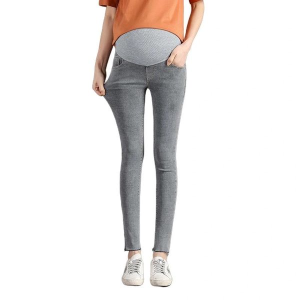 

lady simple jeans maternity pants pregnancy clothing bottoms, White