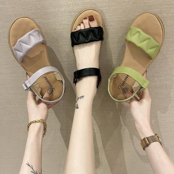 

sandals summer retro women's sewing women casual wedge shoes woman lady buckle strap hook loop soft platform female 2021 4zzp, Black
