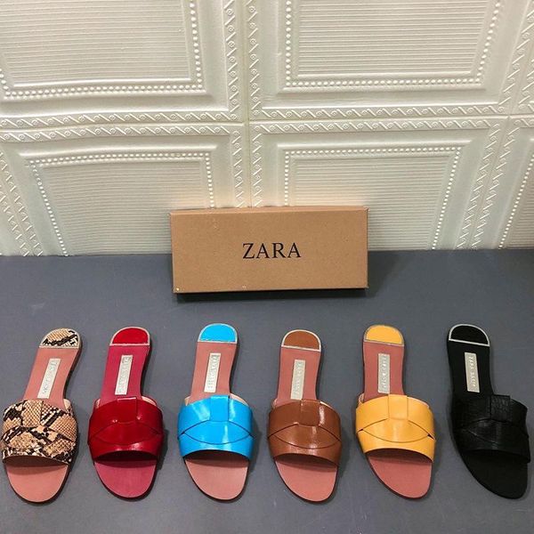 

summer style korean fashion trend flat shoes women's beige sandals one-word slippers, Black