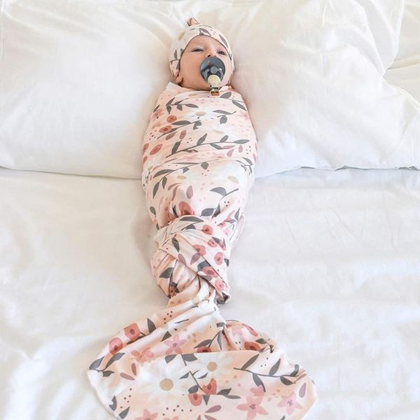 

baby swaddle wrap born blanket infants po shoot boy girl receiving knitted sleeping cloth headband set bedding accessories blankets & swaddl