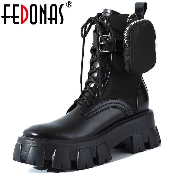 

mid-calf boots for girls with small bag genuine leather chunky heels fall winter night club women 210528, Black