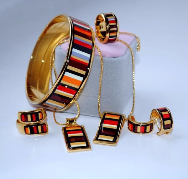 

earrings & necklace cloisonne bracelet ring pendant set4 pcs, Silver
