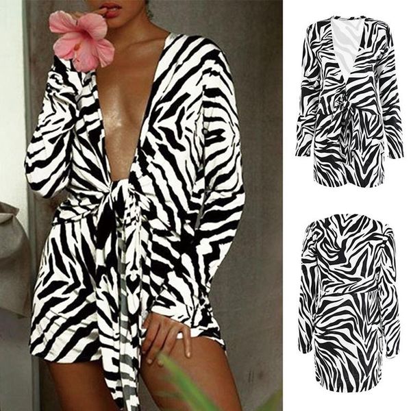 

v-neck long sleeve printed lace dress striped casual dresses, Black;gray