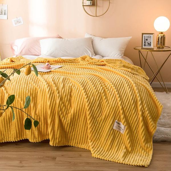 

blankets solid yellow color for beds soft warm queen king flannel blanket on thicken the bed throw winter