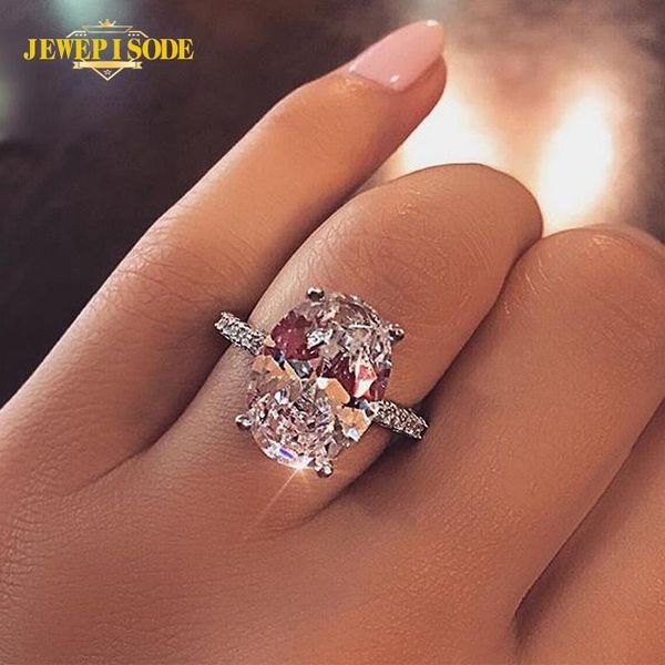 

cluster rings jewepisode classic 9ct radiant cut diamond wedding engagement ring solid 925 sterling silver fine jewelry accessorie, Golden;silver