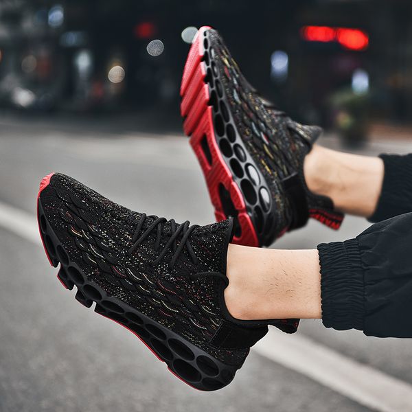 

fish scale color woven shoes hole state blade sports shoes breathable casual shoes mens explosive running fashion