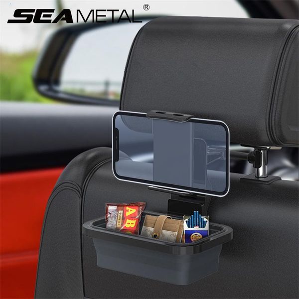 

car organizer rotating back seat headrest rod rear bracket with storage box for ipad pillow mobile phone holder tablet stand