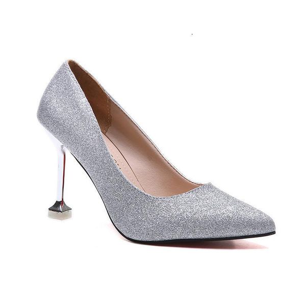 

women pumps high heels shoes 9 cm 2021 spring fashion bling pointed toe shallow thin sweet wedding casual comfortable dress, Black