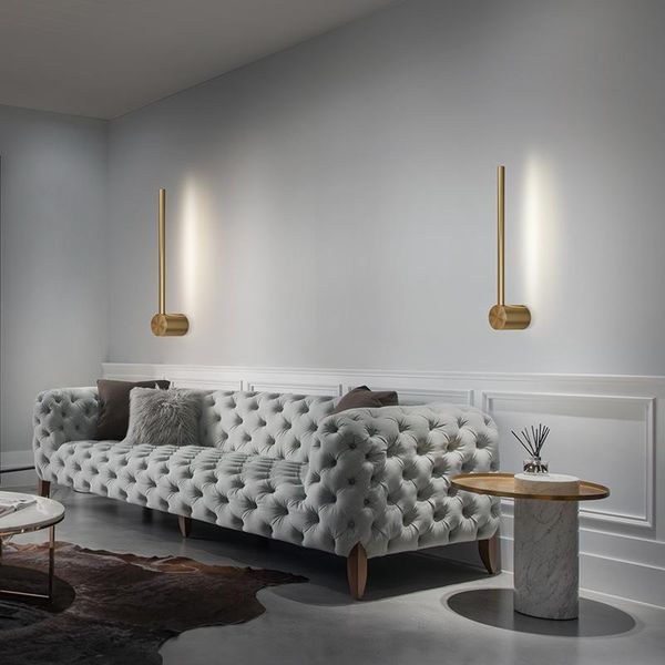 

minimalist wall light led modern for living room bedroom corridor aisle copper golden nordic long strip sconce lamp indoor