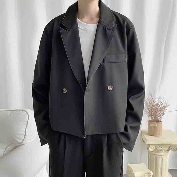 

short casual autumn solid blazer korean version retro trend young singer suit fashion man sr05, White;black