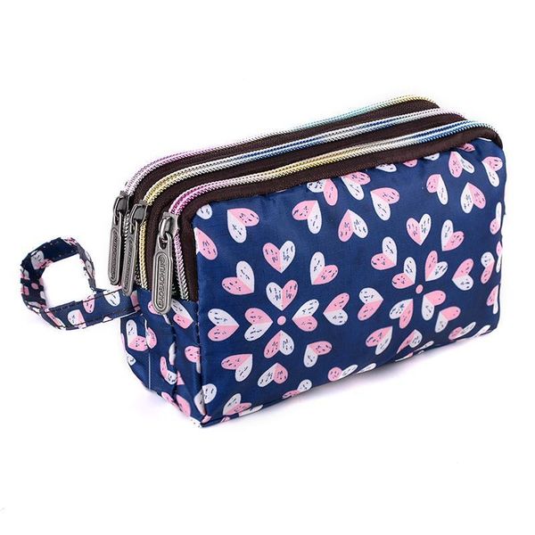 

national printing cute purse handbag 3 layer womens wallets female party coin credit card holder zipper clutch phone bag, Red;black