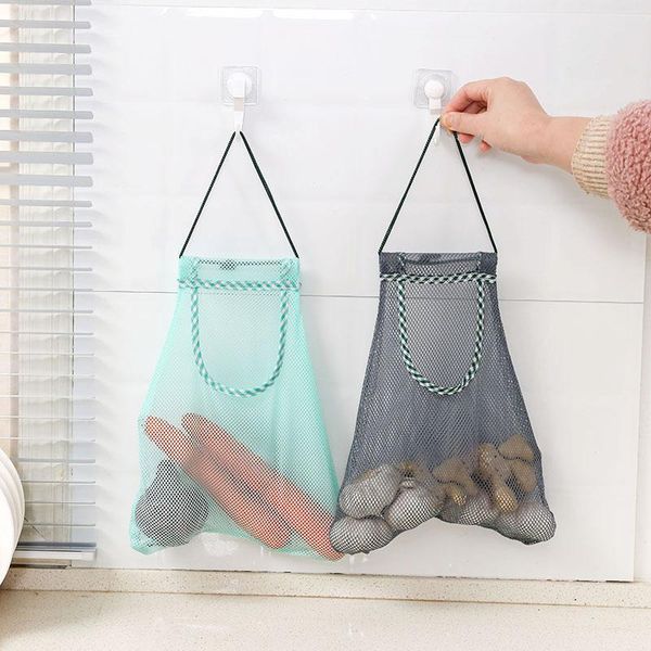 

storage bags kitchen fruit and vegetable produce mesh bag reusable hanging ginger garlic onion sorting