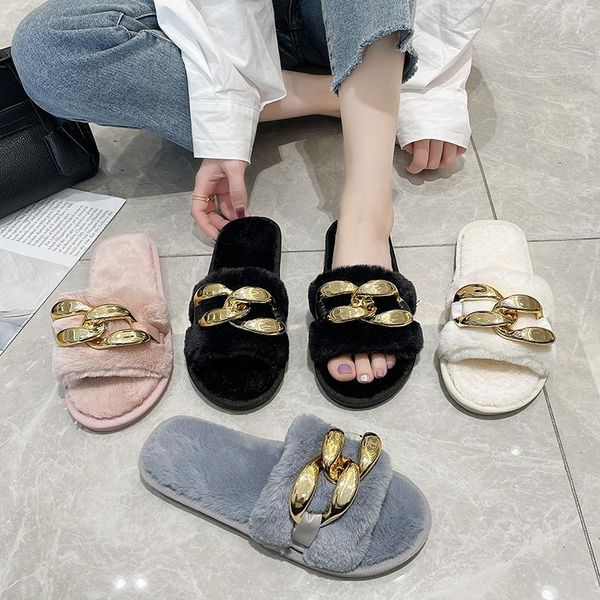 

slippers outdoor fashion women shoes furry slides for sandals 2021 flip flop platform flat women.6z, Black