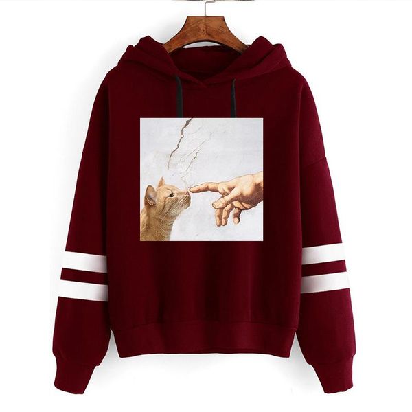 

women's hoodies & sweatshirts cute cat print women long sleeve pullover hoodie loose casual warm sweatshirt autumn winter oversize, Black