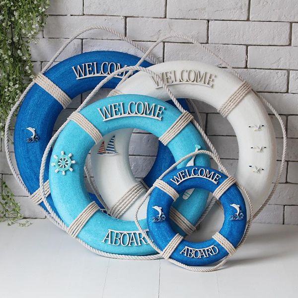

decorative objects & figurines welcome wall ornament life buoy foam aboard nautical lifebuoy ring boat hanging mediterranean style home deco