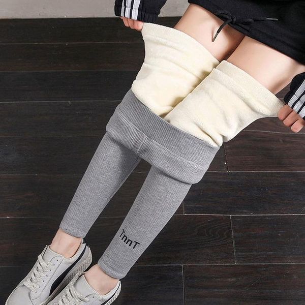 

women's leggings winter plush thickened non pilling extra thick thin leg pants wear high waist warm, Black