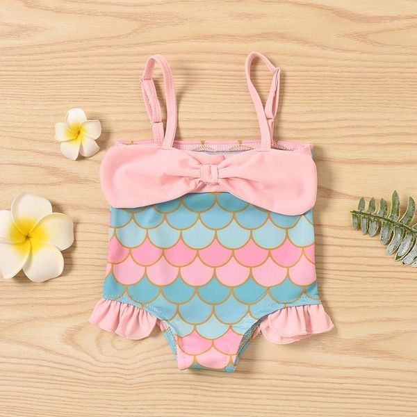 

baby clothes swimwear infant girls mermaids squama print suspender swimsuit beach suit romper ropa de niÃ±a one-pieces, Black