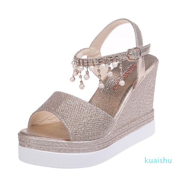 

dress shoes wedge sandals for women casual summer crystal rhinestone ankle strap open toe espadrille platform, Black