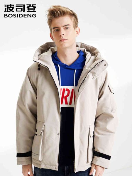 

bosideng men's hooded short down et warm winter coat b90141563ds, Black;white