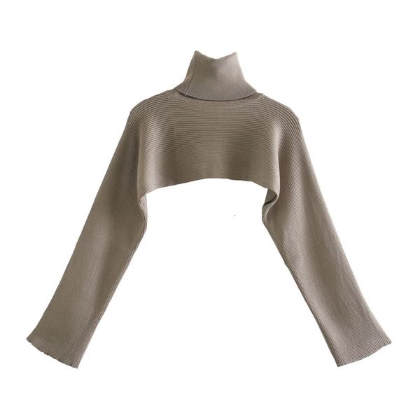 

women's knits & tees women casual knitted pullover za autumn turtleneck ladies fashion long sleeve coffee color loose short s, White