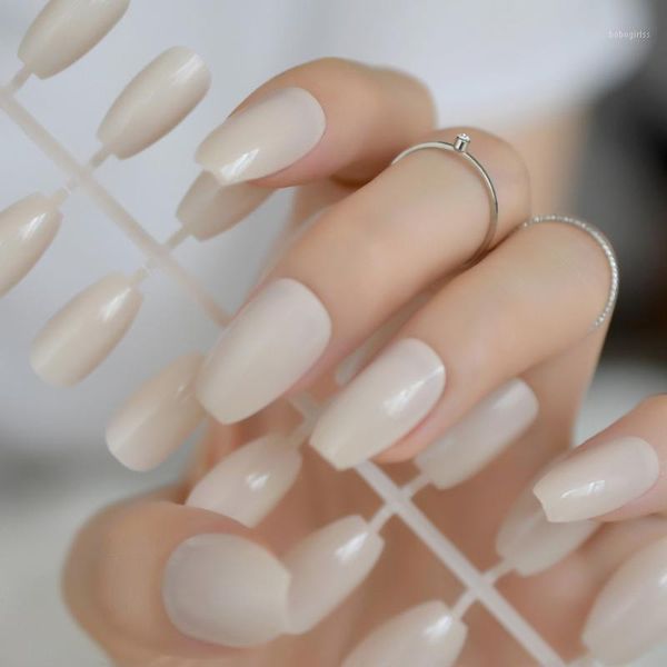 

antique white coffin nail art tips beige medium full wrap false acrylic nails kit women daily wear manicure accessories 720b1, Red;gold