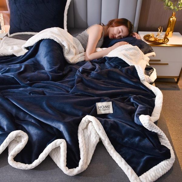 

blankets coral blanket in winter thick double layer solid color warm super soft lamb wool