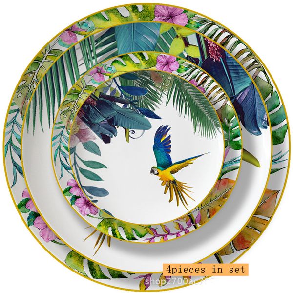 

2021 design arrival kitchen l parrot partten ceramic dishes set for dinner bone china plates