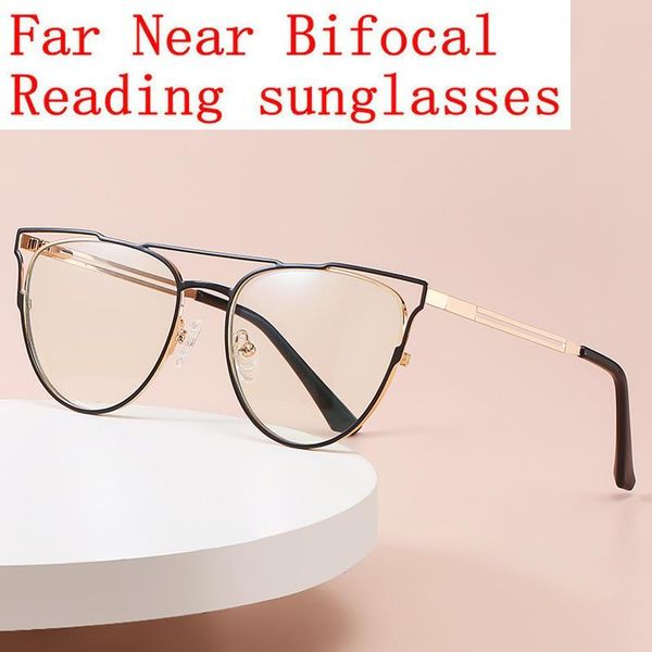 

sunglasses women cat eye bifocal reading glasses pochromic gray reader, 0.00/+1.00 magnification for nx, White;black