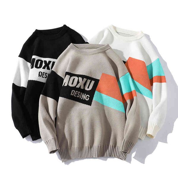 

men's sweaters suÃ©ter grande masculino de malha com patchwork, pulÃ´ver 6xl 7xg outono inverno moda hip hop streetwear tricÃ´ pqs9, White;black