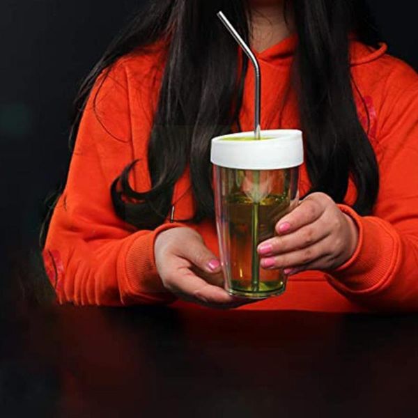 

drinking straws 1 set reusable steel milk cola juice metal straw cleaning brush with drink h0a2