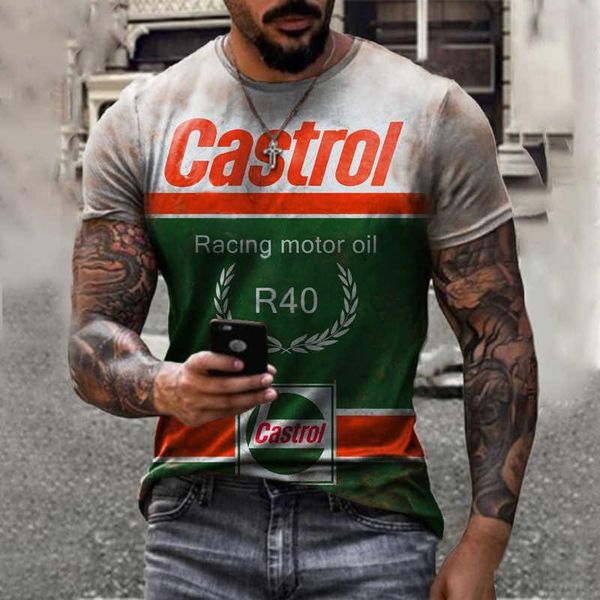 

men's t-shirts summer casual 3d printed castrol cool t-shirt short sleeve novelty breathable sports oversized men tshirt, White;black