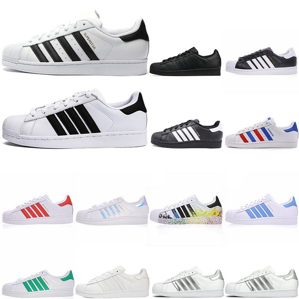 

mens running shoes womens superstar white silver black red yellow blue outdoor flat casual sports sneakers trainers size 36-45