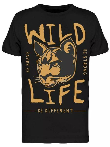 

wild life slogan cat men's tee -image by shutterstock, White;black