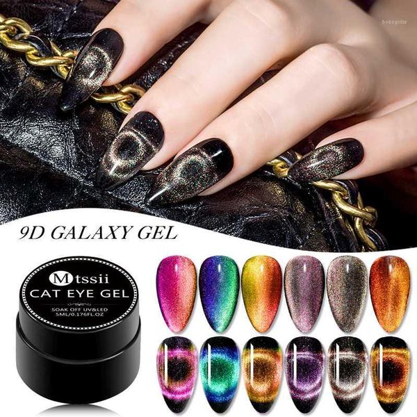 

mtssii 5ml 6pcs/set 9d magnetic gel polish crystal glitter cat eye nail semi-permanent soak off uv polish1, Red;pink