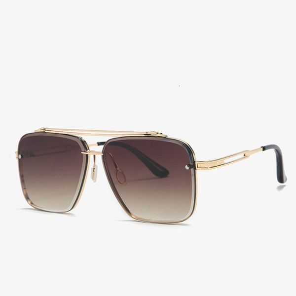 

sunglasses brand design men square women retro metal double beam trimmed lenses trendy 's driving sun glasses shades 2021a517, White;black