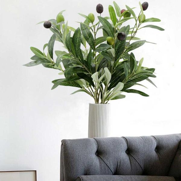 

5pcs artificial plant greenery fruits bouquet craft office foliage wedding party living room fake leaf olive branches home decor decorative
