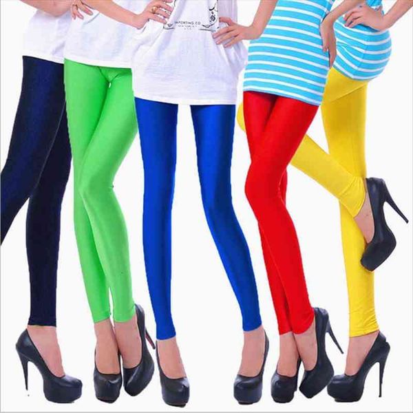 

neon leggings push up fitness leggin summer workout elastic stretch shiny skinny pant femme, Black