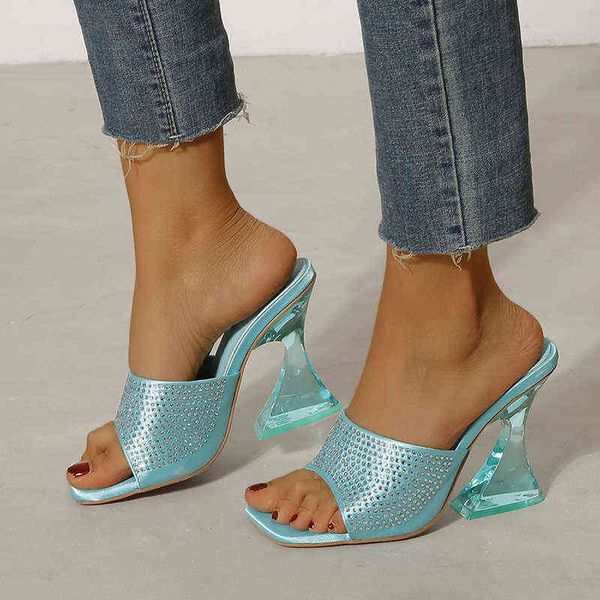 Sandalen Sexy Klare High Heels Hausschuhe Frauen Sommer Outdoor Casual Seltsame Kristall Transparent Party Schuhe Größe 42 220303