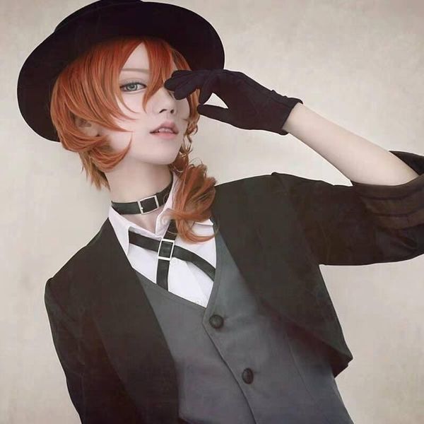 

other event & party supplies anime bungo stray dogs chuya nakahara chuuya cosplay wig heat resistant synthetic hair wigs + head