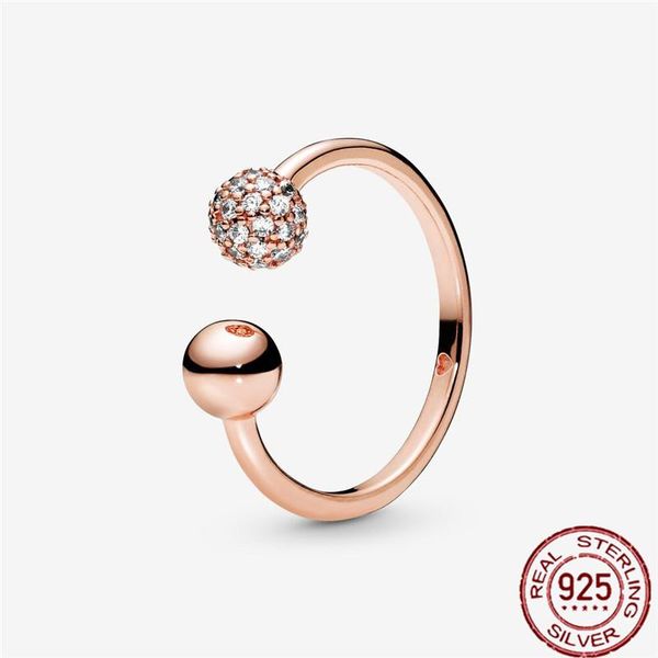 

cluster rings 925 sterling silver ring shiny & pavÃ© open classic style jewelry zircon moissanite wedding party anniversary for women, Golden;silver