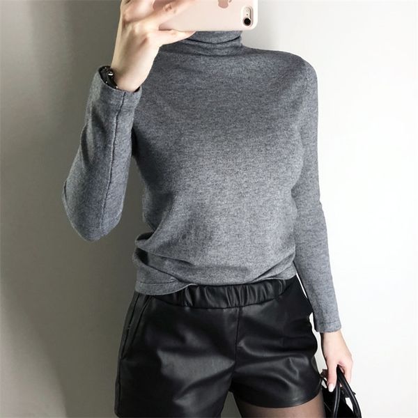 

women's sweater casual solid color turtleneck knitted pullovers 210430, White;black