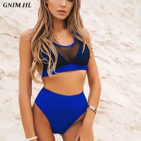 

bikinis set gnim mesh bikini swimwear women 2021 high waist brazilian swimsuit summer beachwear bathing suit push up swim